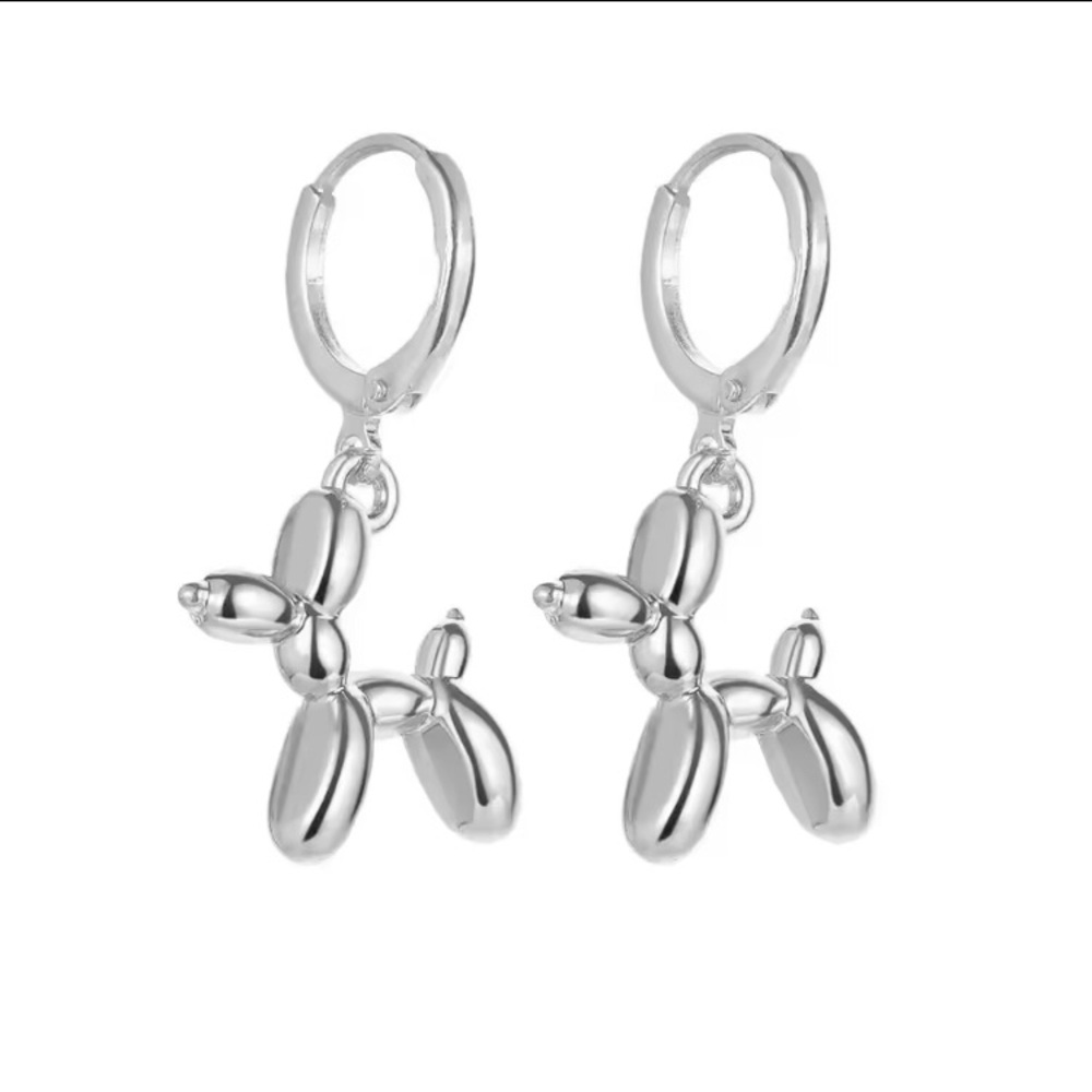 Gold or Silver Balloon Dog Hoop Earrings - Women's Jewelry